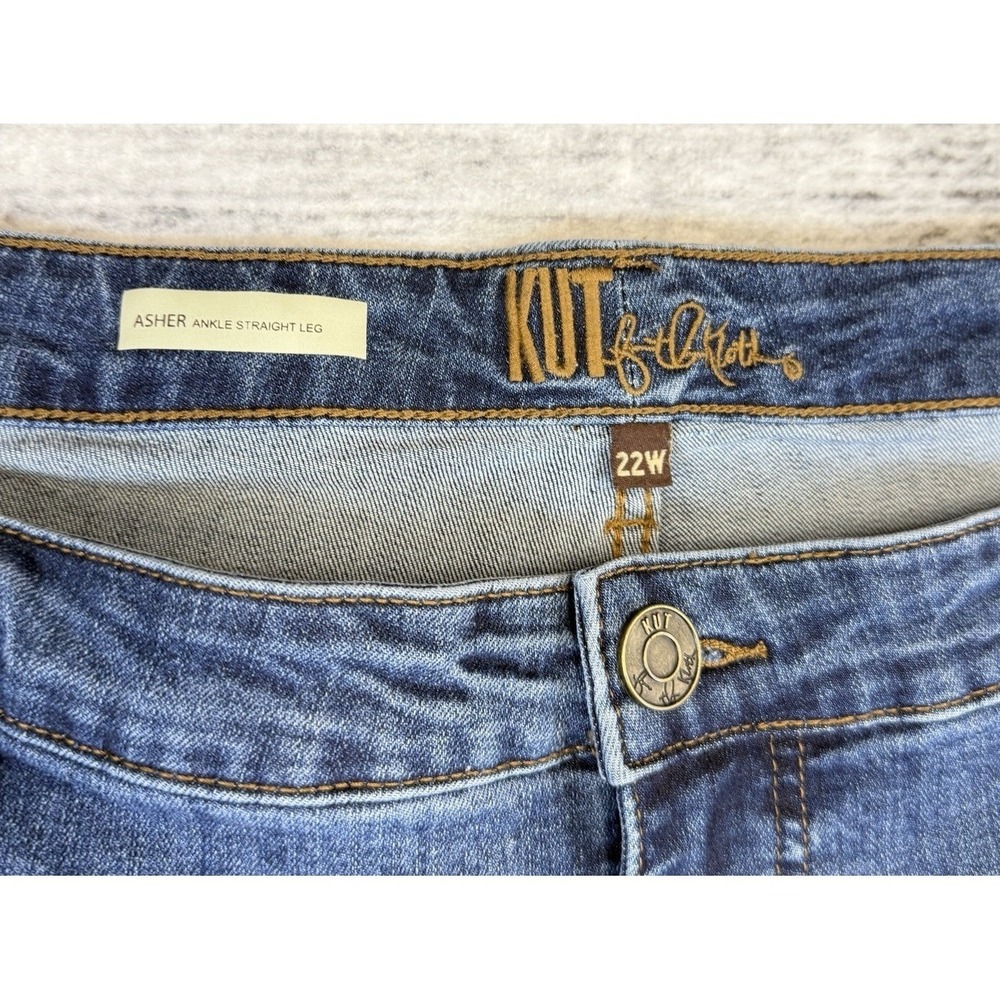 Kut From The Kloth Plus Size Asher Ankle Straight Leg Stretch Cuffed Jeans 22W - Picture 3 of 7